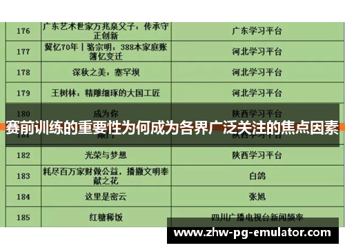 赛前训练的重要性为何成为各界广泛关注的焦点因素 赛前训练的重要性为何成为各界广泛关注的焦点因素